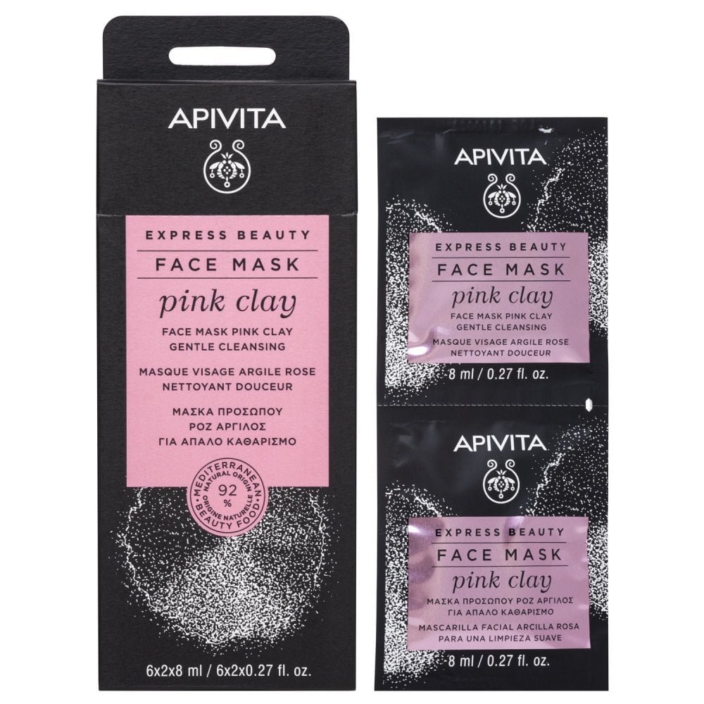 APIVITA EXPRESS BEAUTY FACE MASK PINK CLAY NETTOYANT DOUCEUR 2X8ML