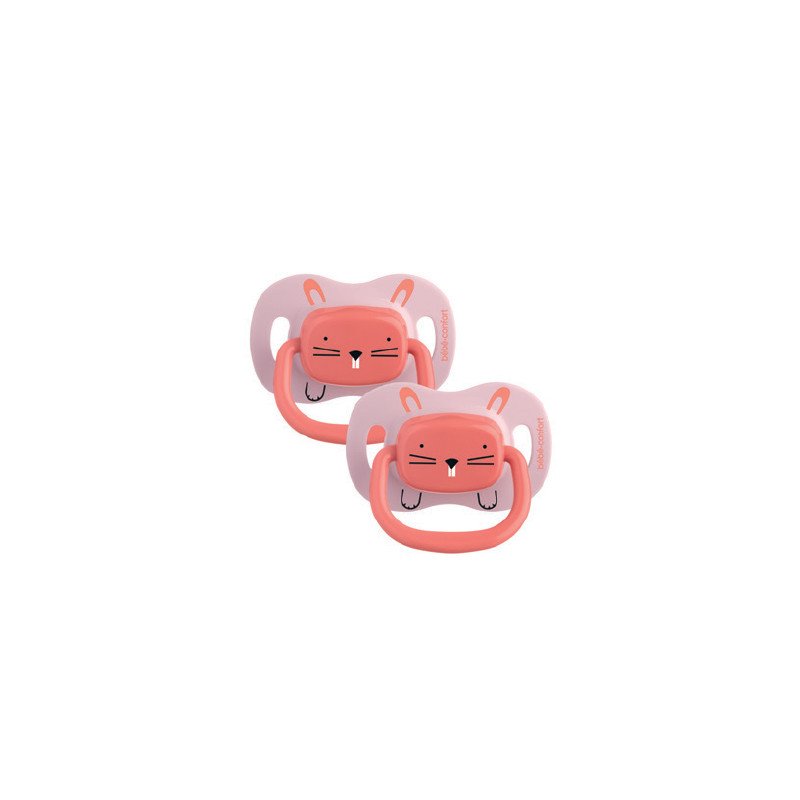 BEBE CONFORT 2 SUCETTES REVERSIBLE ANIMALS ROSE 6-18 SILICONE REF 3104202050