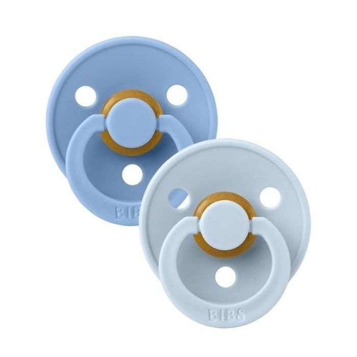 BIBS COLOUR 2 SUCETTES SKY BLUE/BABY BLUE TAILLE 1 REF 110214