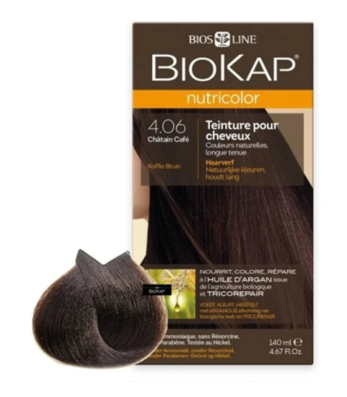 BIOKAP NUTRICOLOR 4.06 CHATAIN CAFE NEW