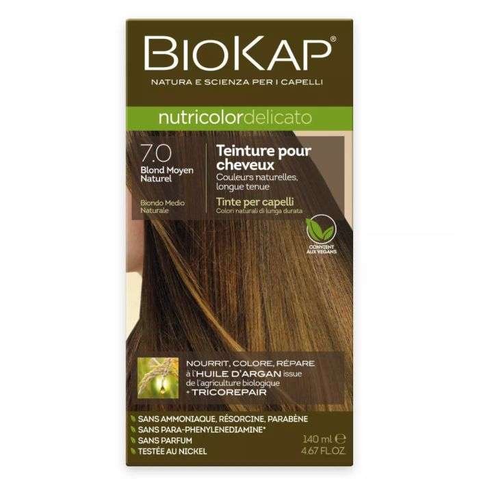 BIOKAP NUTRICOLOR DELICATO 7.0 BLOND MOYEN NATUREL 140ML