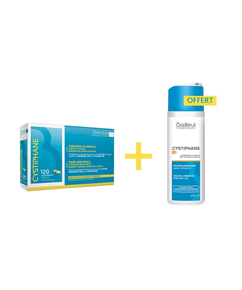 BIORGA COFFRET CYSTIPHANE 120 CP + CYSTIPHANE SHAMPOINGANTI CHUTE 200ML OFFERT