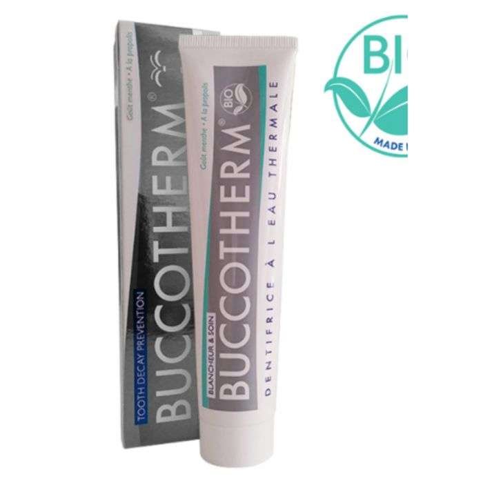 BUCCOTHERM DENTIFRICE PATE BLANCHEUR & SOIN BIO GOUT MENTHE 75 ML