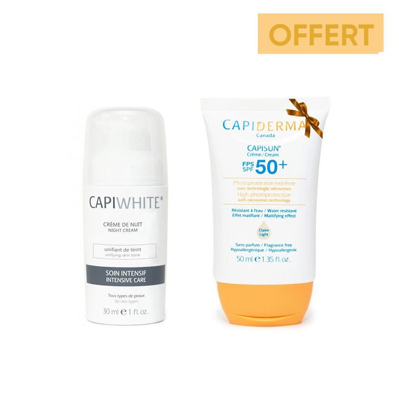 CAPIDERMA CAPIWHITE HQ (SOIN DEPIGMENTANT)50ML+CAPISUN TEINTE CLAIR 50ML OFFERT
