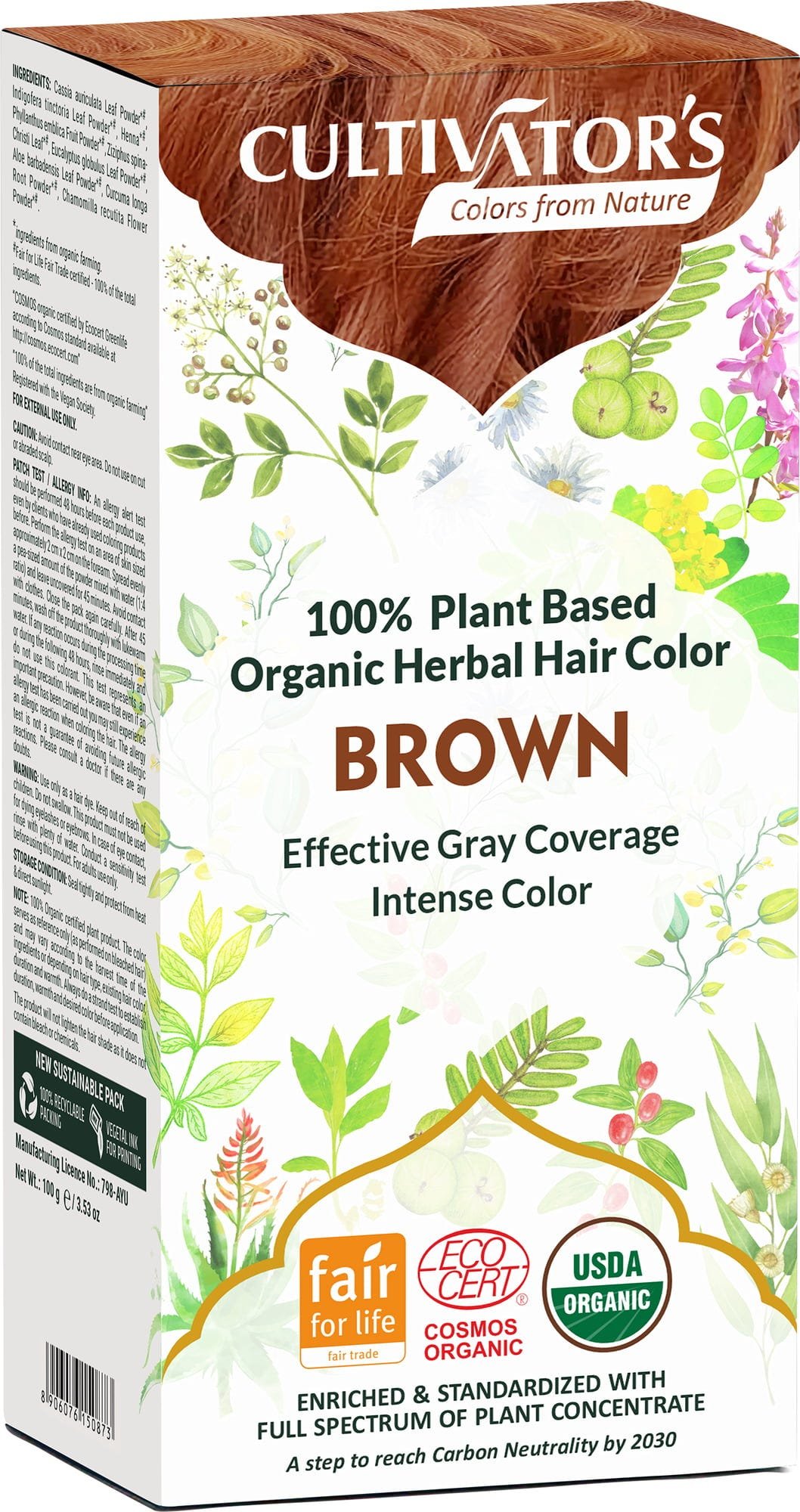 CULTIVATOR'S ORGANIC HERBAL HAIR COLOR BROWN