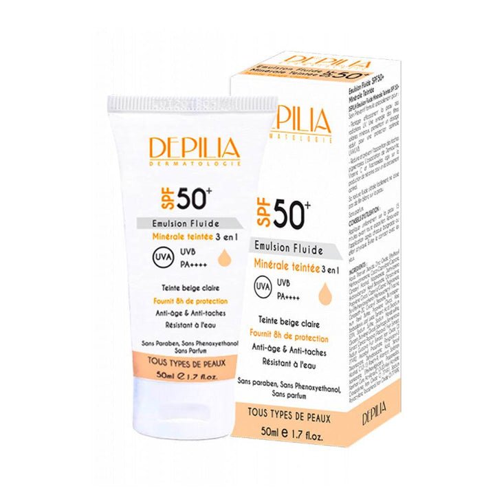 DEPILIA ECRAN SOLAIRE TEINTE MINERALE SPF50+ 50ML