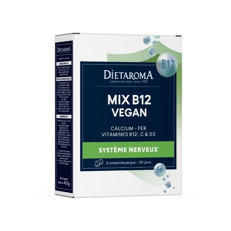 DIETAROMA MIX B12 VEGAN( FER D3 CALCIUM+VITAMINE C) 60 COMPR