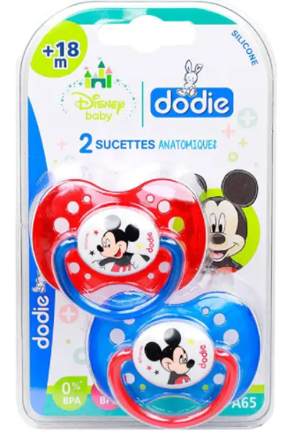 DODIE 2 SUCETTES ANATOMIQUES MICKEY 18M+ NE A65