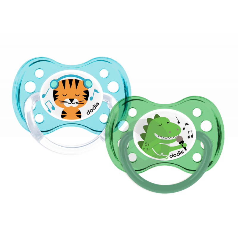 DODIE SUCETTE ANATOMIQUE 6M+ DUO TIGRE DINOSAURE NEA28