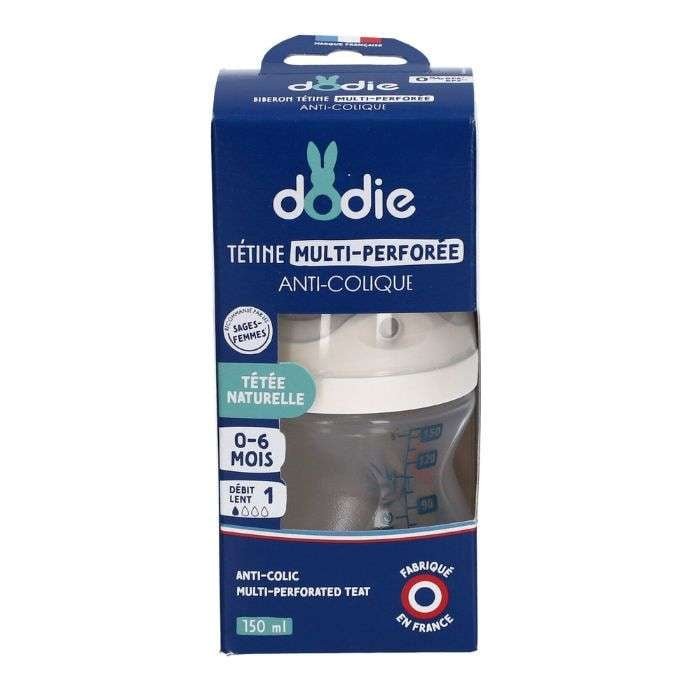 DODIE BIBERON ANTI COLIQUE D1 AVEC TETINE MULTI PERFOREE 0-6M BLEU 150ML