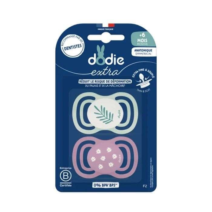DODIE 2 SUCETTES ANATOMIQUE EXTRA FINE ROSE 6M+ F2