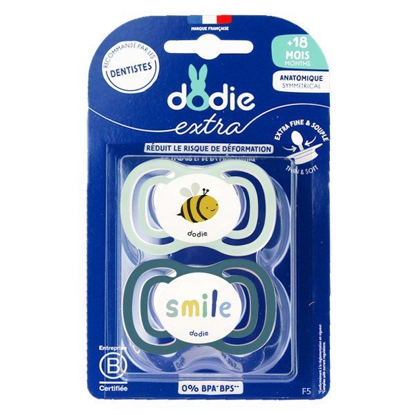 DODIE 2 SUCETTES ANATOMIQUE EXTRA FINE VERT 18M+ F6