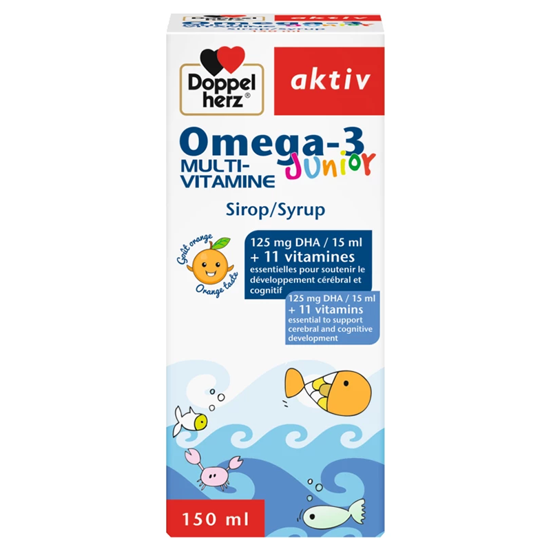 DOPPEL HERZ AKTIV OMEGA 3 JUNIOR SIROP MULTI VITAMINE 150ML NEW