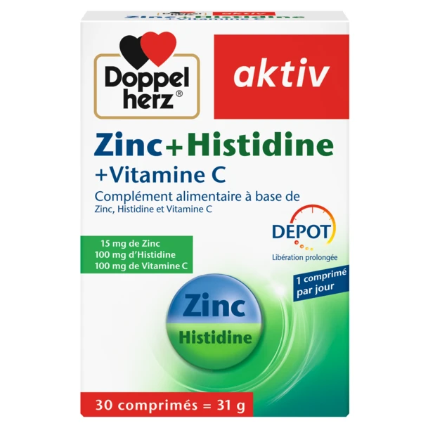 DOPPEL HERZ AKTIV ZINC+HISTIDINE 30 COMPRIMES NEW