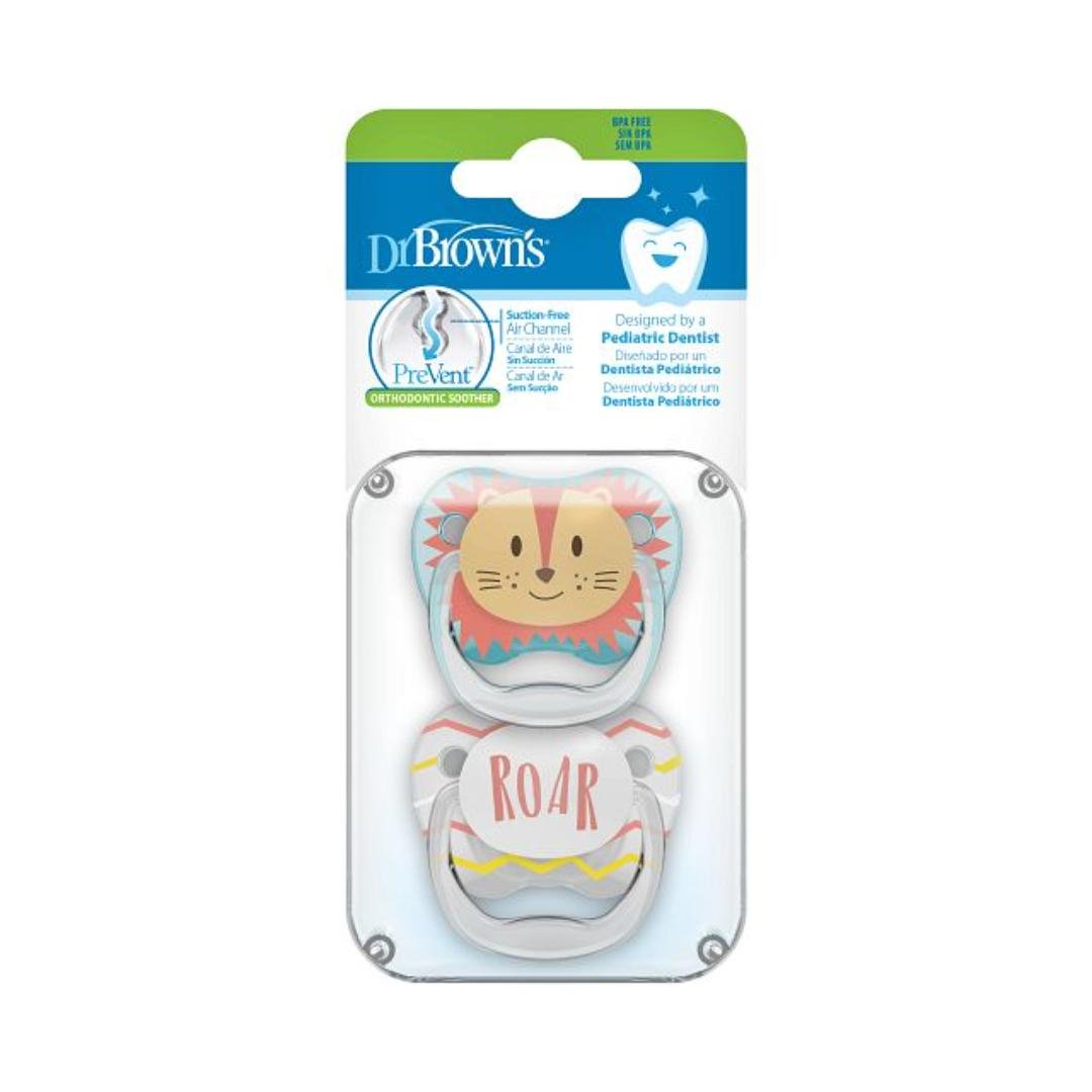 DR BROWNS 2 SUCETTES PEDIATRIC GARÇON ANIMAL FACES PV12015