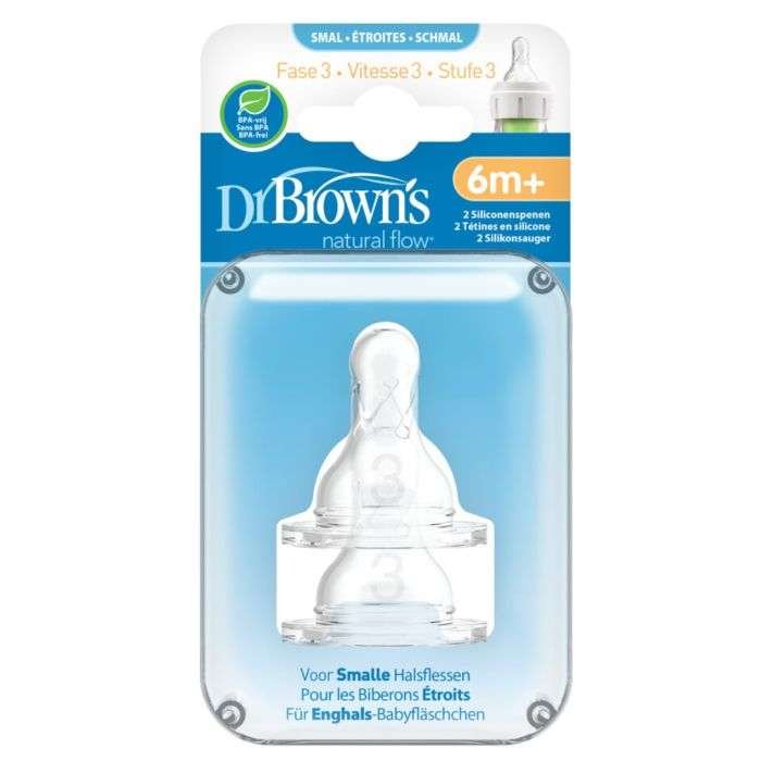 DR BROWNS 2 TETINES SILICONE NARROW LEVEL3 6M+ 332INTL