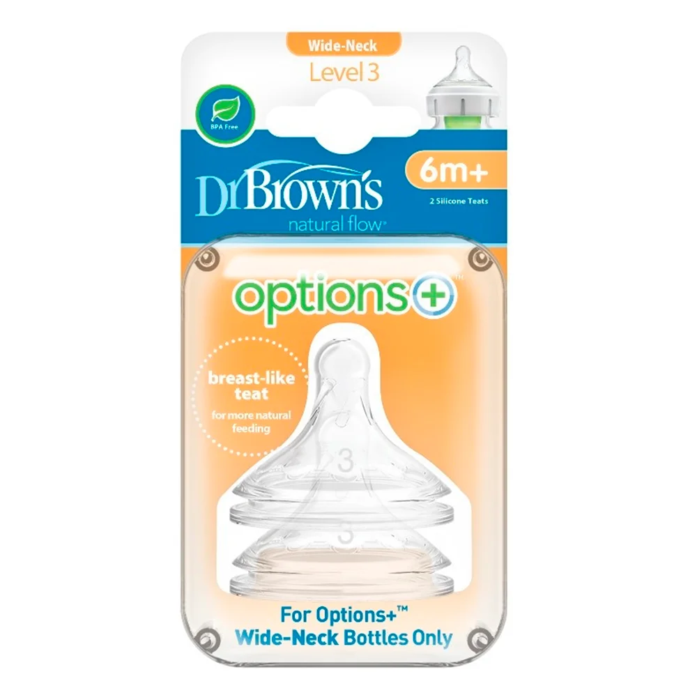 DR BROWNS 2 TETINES SILICONE OPTION+ LEVEL3 6M+ WN3201