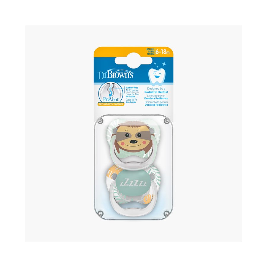 DR BROWNS 2 SUCETTES FILLE ANIMAL FACES 6-18M PV22014
