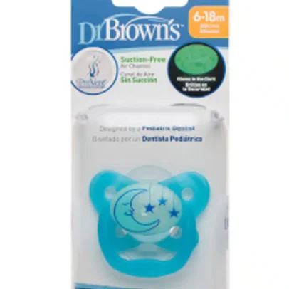 DR BROWNS SUCETTE PREVENT GLOW IN THE DARK BLEU 6-18M PV21008