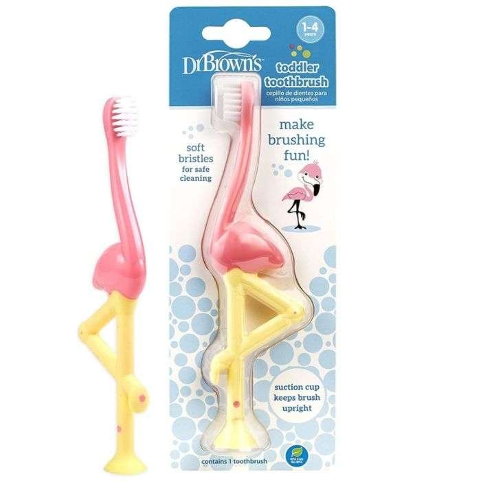 DR BROWNS BROSSE A DENTS FLAMANT ROSE 1-4ANS HG058