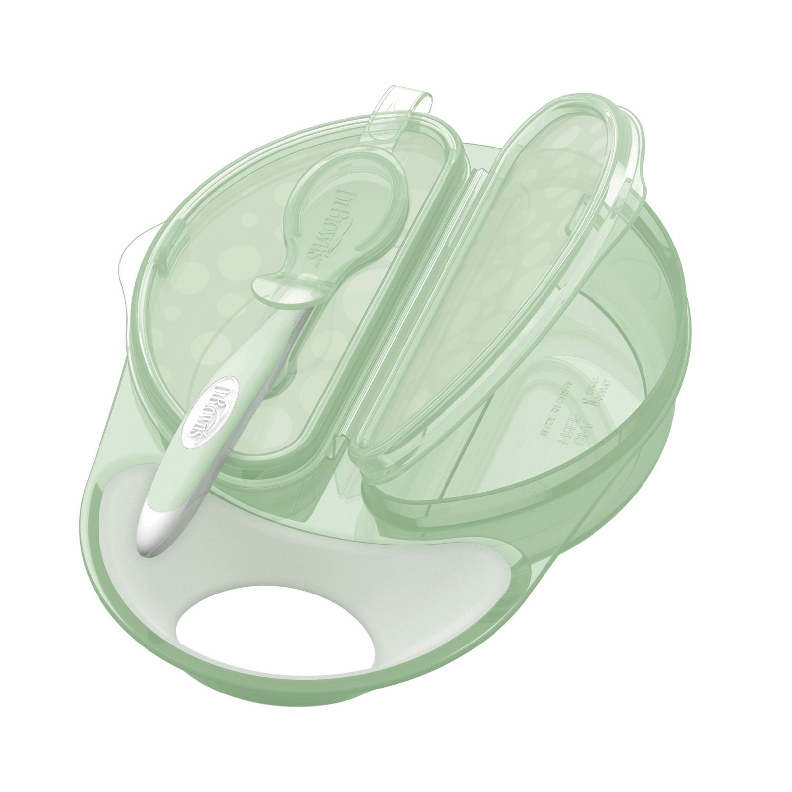 DR BROWNS TRAVEL FRESH BOWL & SNAP IN SPOON LIGHT GREEN TF010