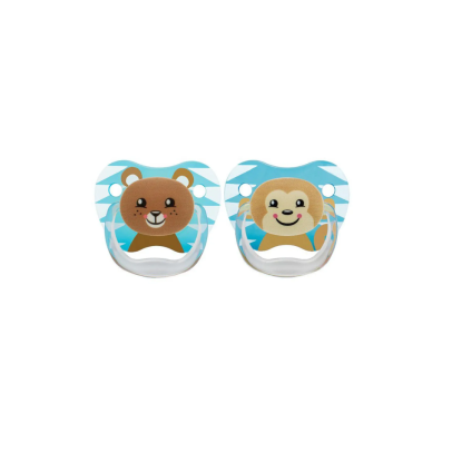 DR BROWNS 2 SUCETTES GARÇON ANIMAL FACES 6-18M PV22015