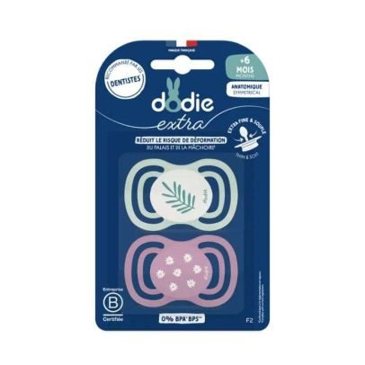 DODIE 2 SUCETTES ANATOMIQUE EXTRA FINE ROSE 6M+ F2