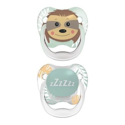 DR BROWNS 2 SUCETTES PREVENT FILLE ANIMAL FACES 0-6M PV12014