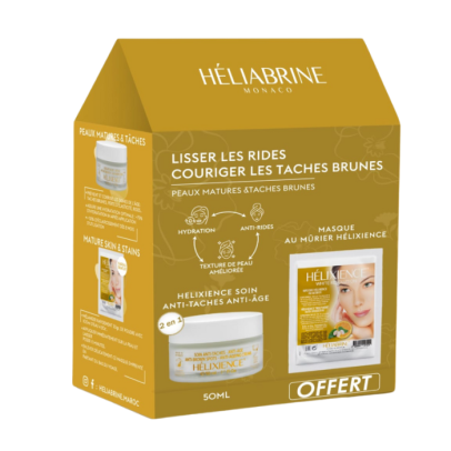 HELIABRINE COFFRET HELIXIENCE CREME ANTI TACHE ANTI AGE 50ML+ MASQUE ECLAIRCISSANT OFFERT