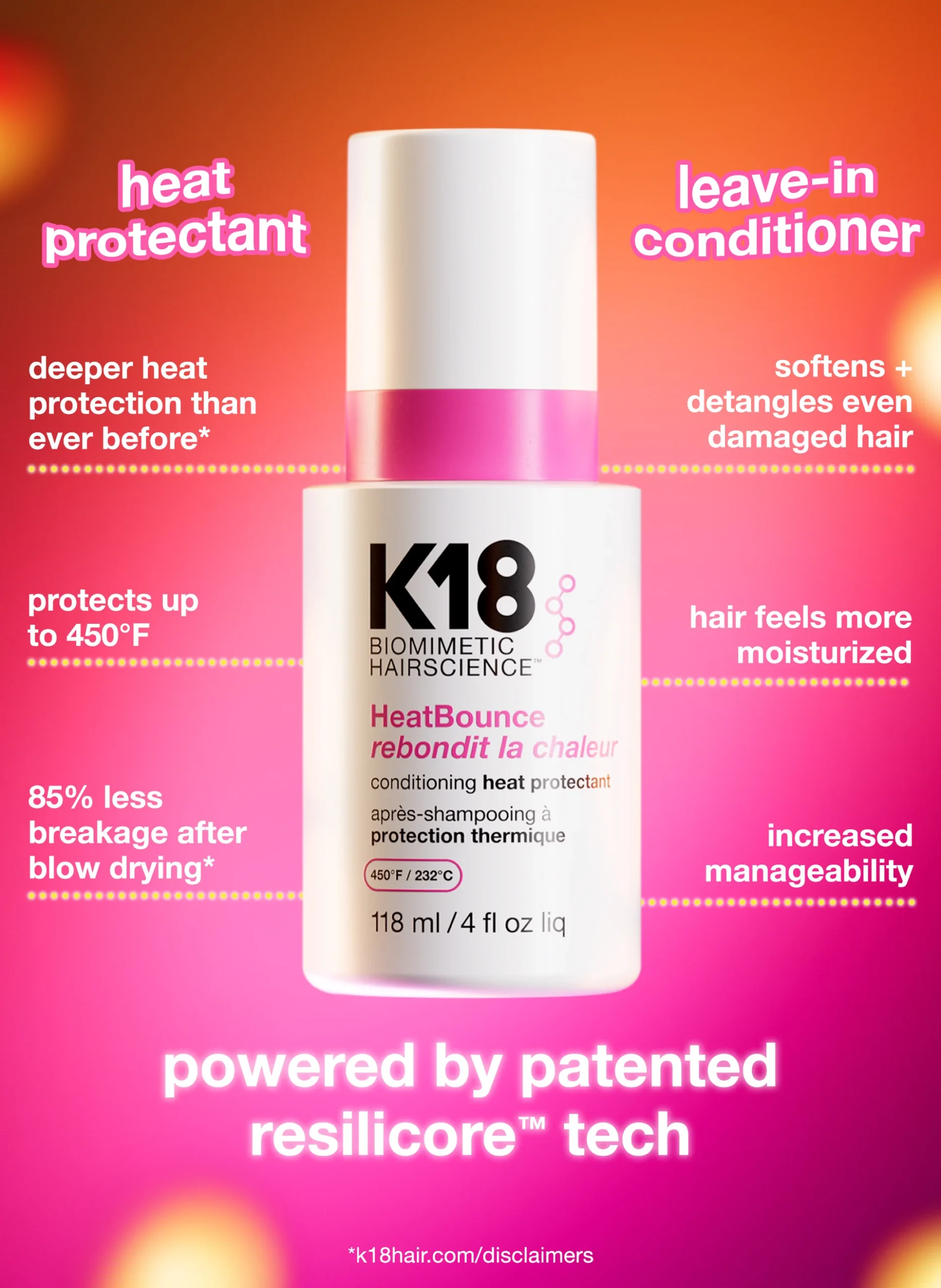K18 HEATBOUNCE REBONDIT LA CHALEUR CONDITIONING 118ML